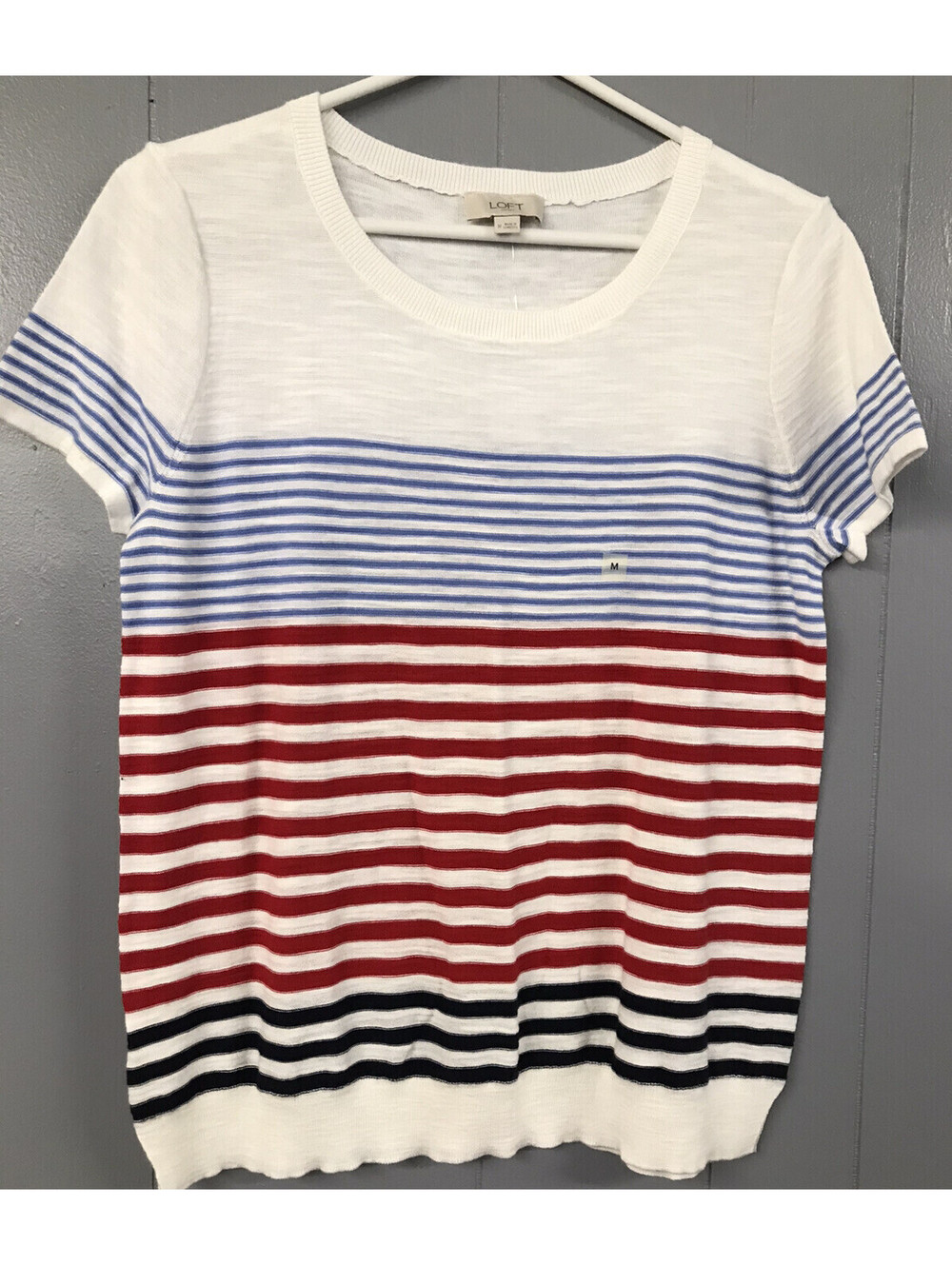 Loft Outlet Lightweight Summer Sweater. Red,White&Blue Stripe. Size M. NWT.